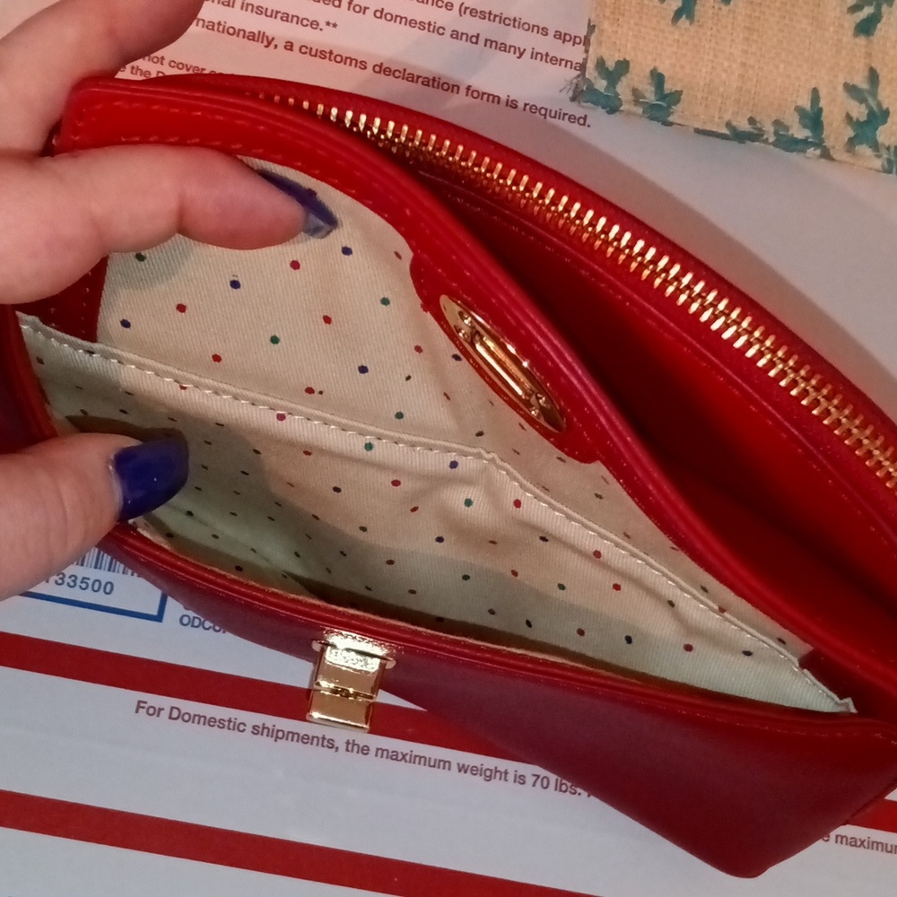 🆕Talbots Genuine LEATHER Red Wristlet Wallet Purse Clutch Bag - Picture 6 of 10